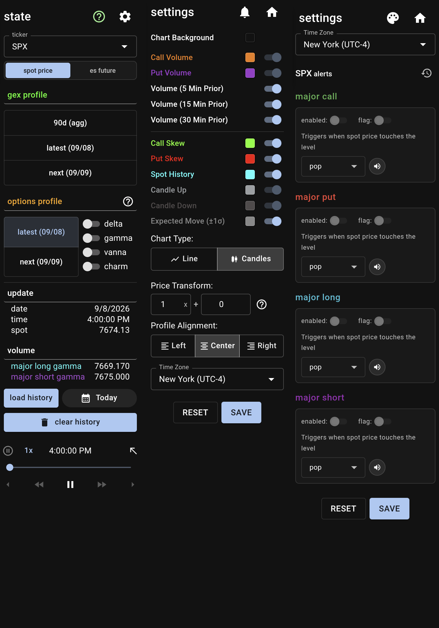 State Sidebar, Settings, and Alerts